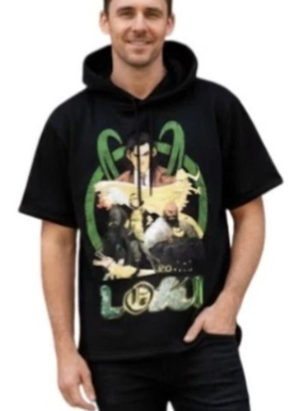 Marvel Studios Loki Short Sleeve Hoodie - Black - Size XL - Officially Licensed